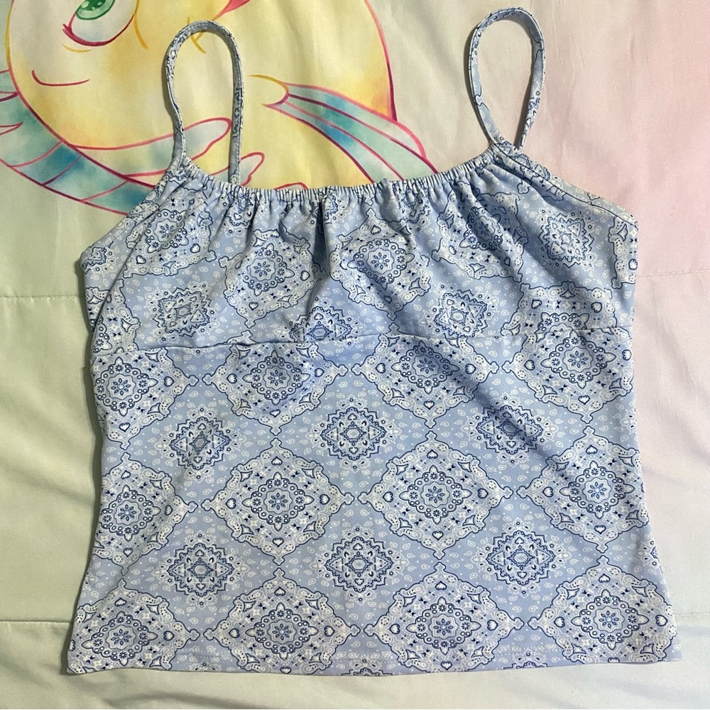 light blue bandanna design cami EUC